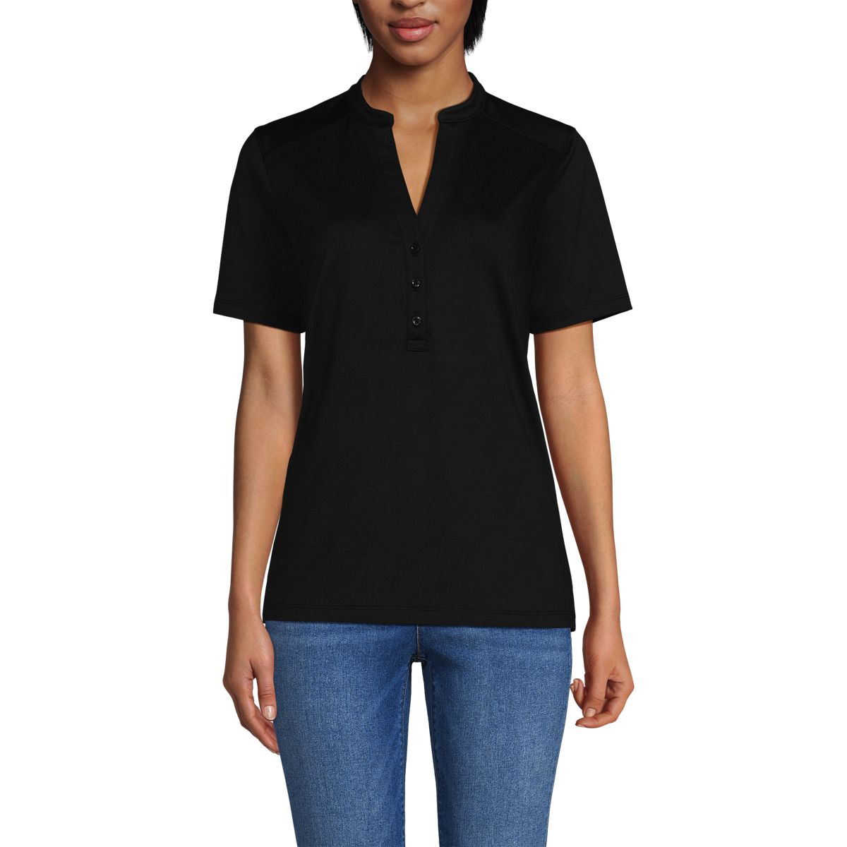 Women's Rapid Dry Short Sleeve V-Neck Henley Shirt
