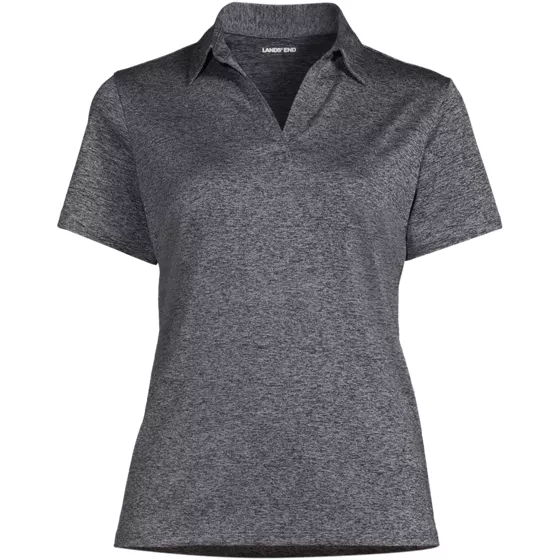 Women's Rapid Dry Short Sleeve Space Dye Sport Neck Polo Shirt - primary