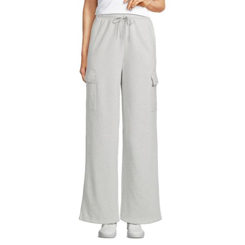  Lands' End Sweat-cargohose Mit Weitem Bein Serious Sweats, Damen, Größe:44-46 Petite, Grau, Baumwoll-mischung/polyester-mischung, By Lands' End 