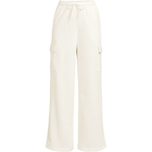 Serious Sweats Wide Leg Cargo Joggers, Women, size: L, regular, Ivory, Cotton-blend/Poly-blend, by Lands' End