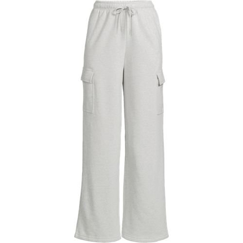 Serious Sweats Wide Leg Cargo Joggers, Women, size: XS, regular, Grey, Cotton-blend/Poly-blend, by Lands' End
