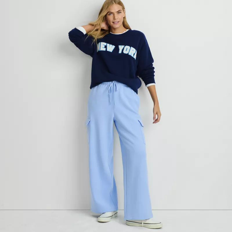 Women's Serious Sweats High Rise Wide Leg Cargo Pant - Set Bottom, alternative image