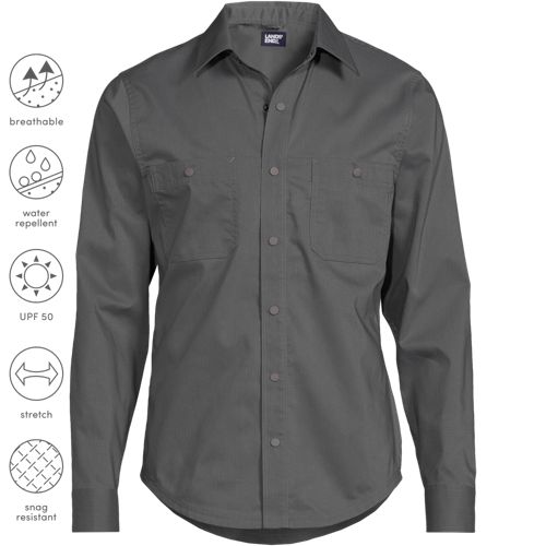 Men's Ripstop Long Sleeve Utility Work Shirt | Lands' End Business