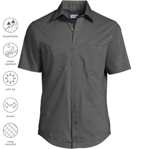 Men's Ripstop Short Sleeve Utility Work Shirt | Lands' End
