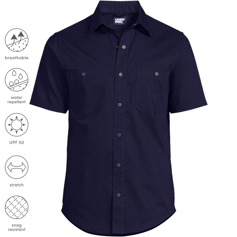 Men's Ripstop Short Sleeve Utility Work Shirt | Lands' End