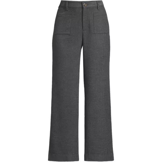 Women's Brushed Flannel High Rise Patch Pocket Wide Leg Crop Pants - primary