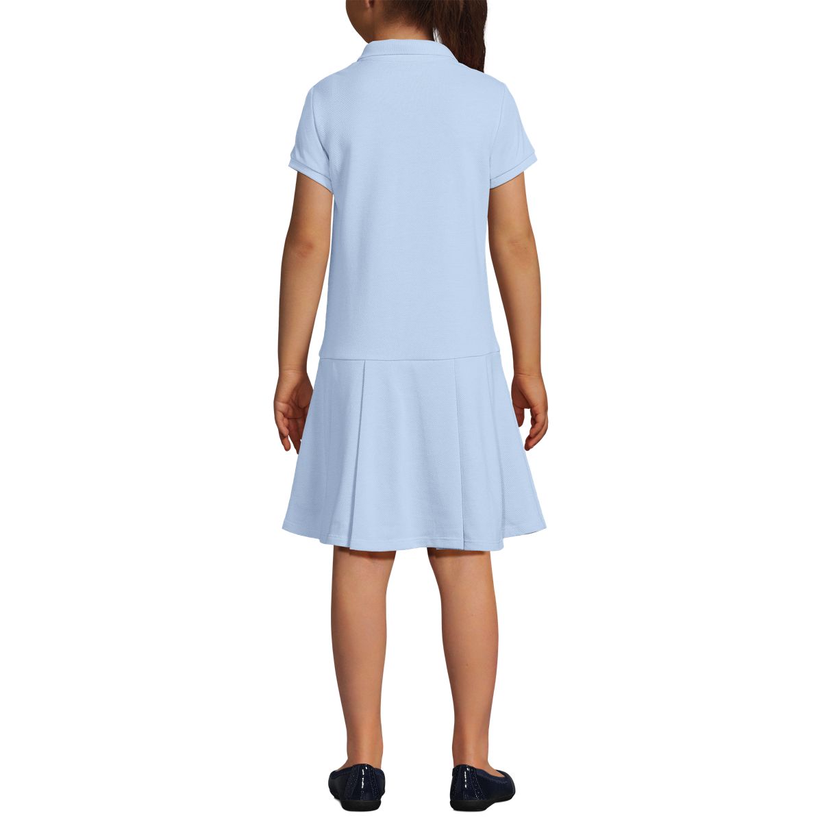 School Uniform Girls Short Sleeve Mesh Pleated Polo Dress