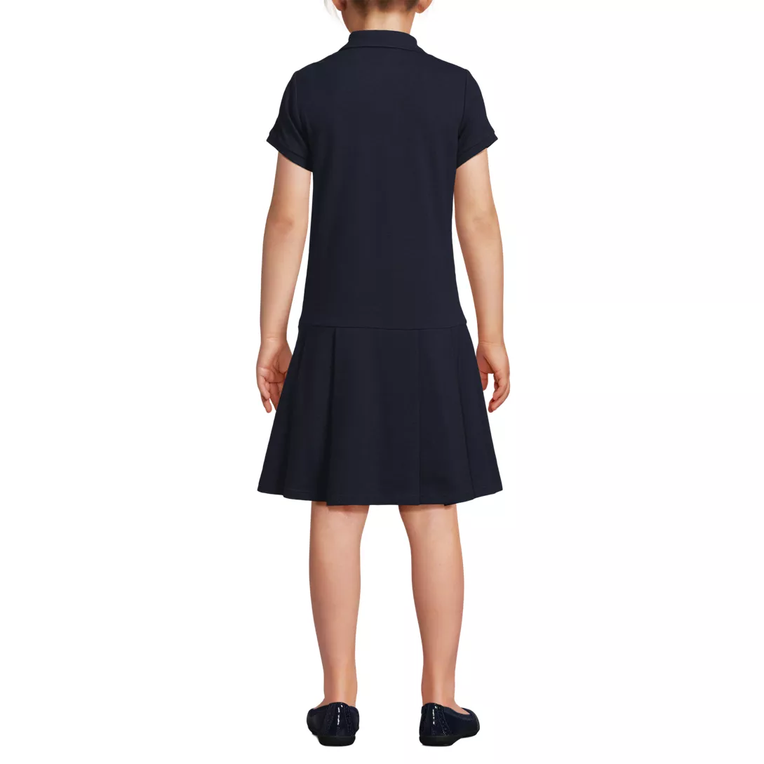 School Uniform Girls Short Sleeve Mesh Pleated Polo Dress