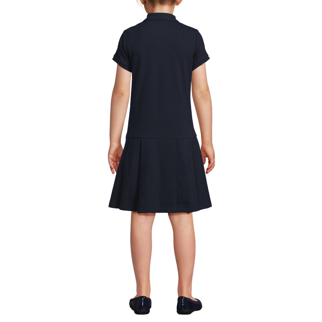 School Uniform Girls Short Sleeve Mesh Pleated Polo Dress