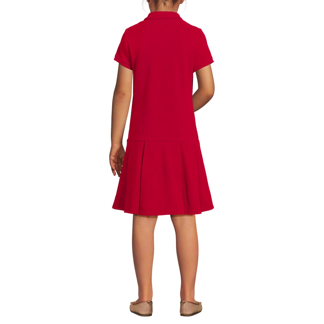 School Uniform Girls Short Sleeve Mesh Pleated Polo Dress