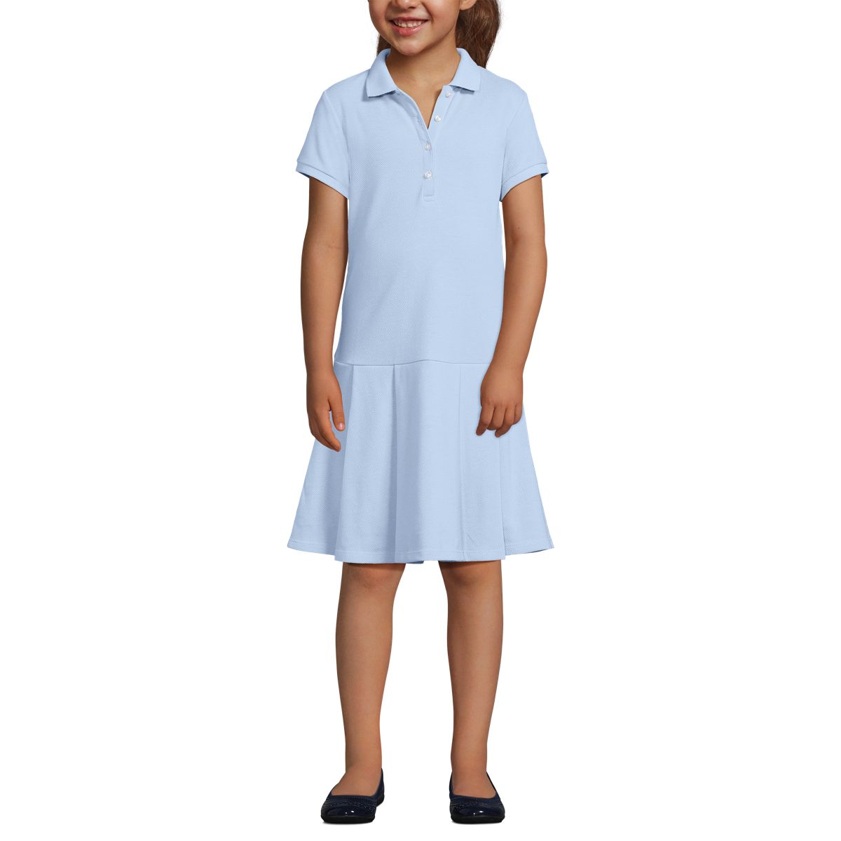 School Uniform Girls Short Sleeve Mesh Pleated Polo Dress