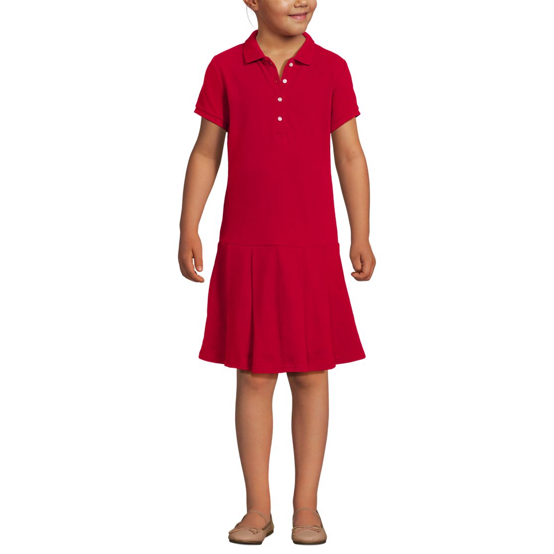 School Uniform Girls Short Sleeve Mesh Pleated Polo Dress