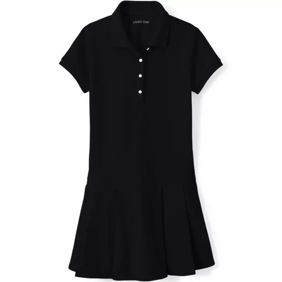 Girls Short Sleeve Mesh Pleated Polo Dress - primary
