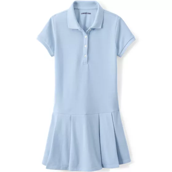 School Uniform Girls Short Sleeve Mesh Pleated Polo Dress - primary