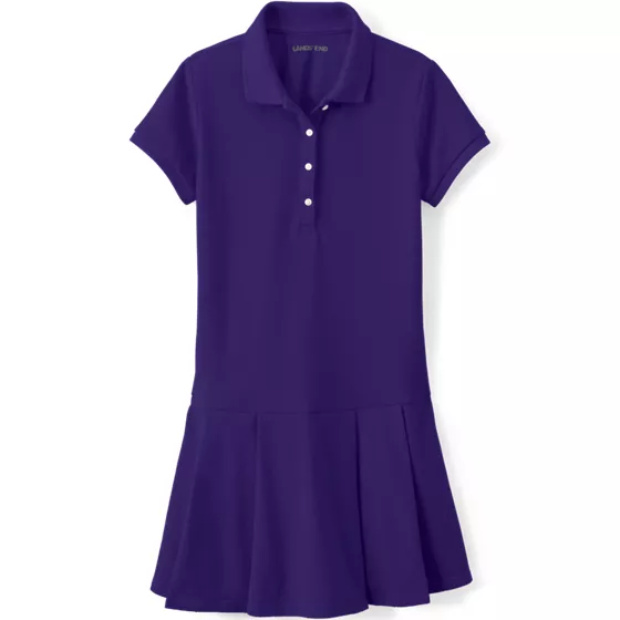 Girls Short Sleeve Mesh Pleated Polo Dress - primary