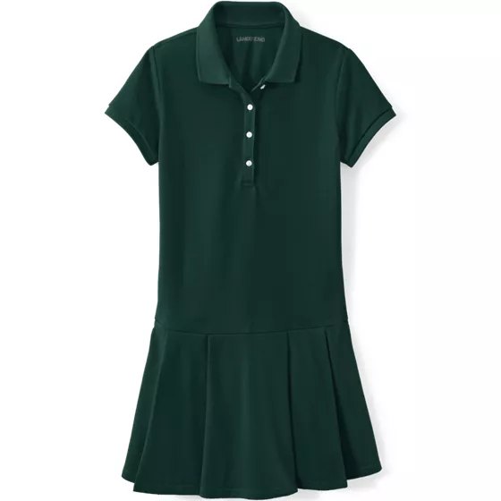 Girls Short Sleeve Mesh Pleated Polo Dress - primary