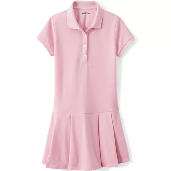 Girls Short Sleeve Mesh Pleated Polo Dress - primary
