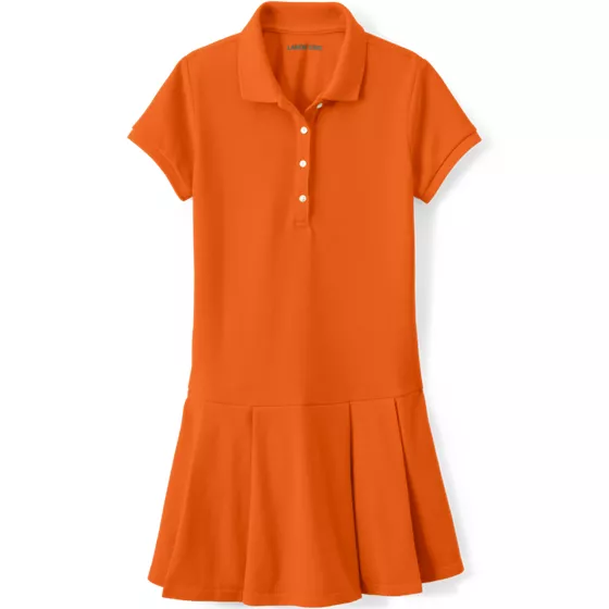 School Uniform Girls Short Sleeve Mesh Pleated Polo Dress - primary