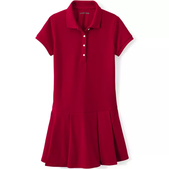 Girls Short Sleeve Mesh Pleated Polo Dress - primary