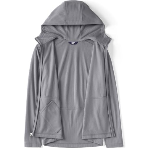 Unisex Grid Tech Hooded Zip Front Jacket | Lands' End