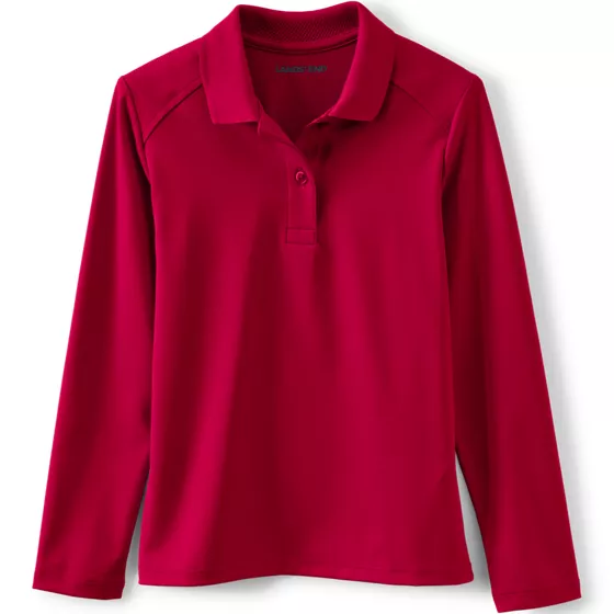Girls Long Sleeve Feminine Fit Rapid Dry Polo Shirt - primary