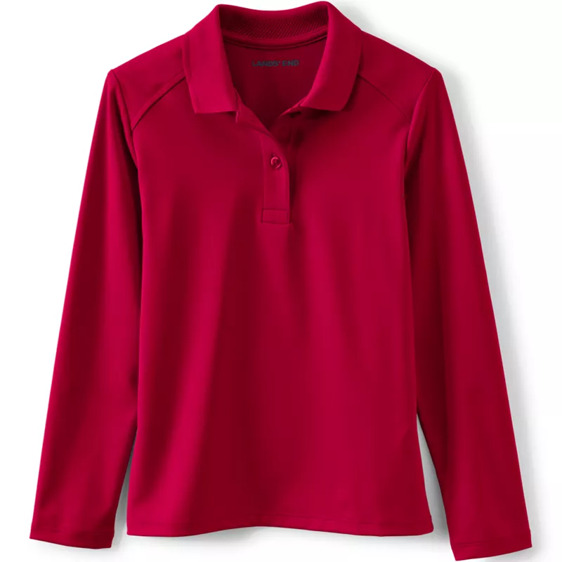 Girls Long Sleeve Feminine Fit Rapid Dry Polo Shirt, Front
