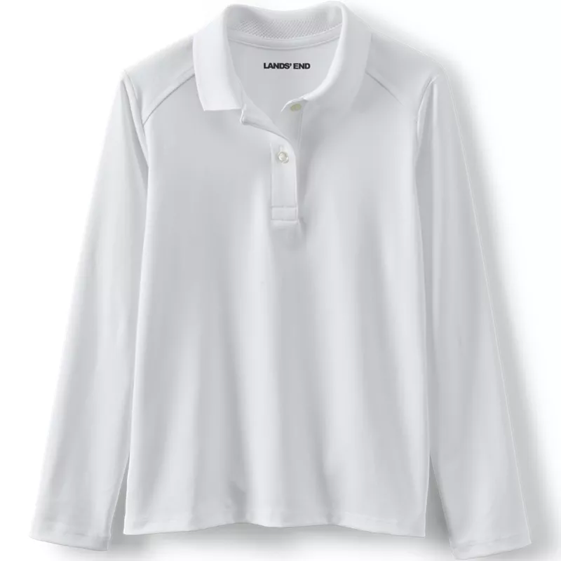 Girls Long Sleeve Feminine Fit Rapid Dry Polo Shirt, Front