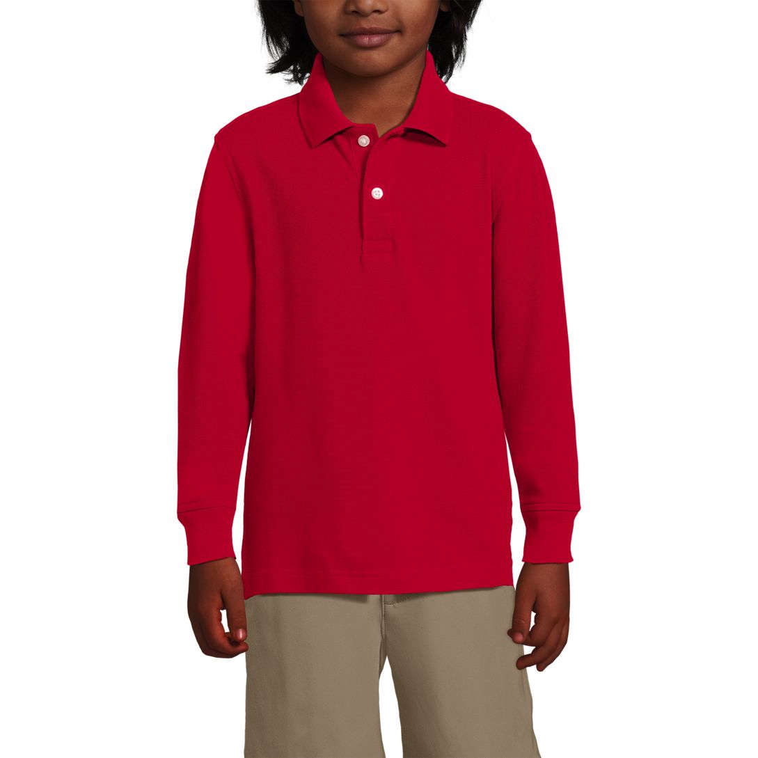School Uniform Kids Long Sleeve Mesh Polo Shirt