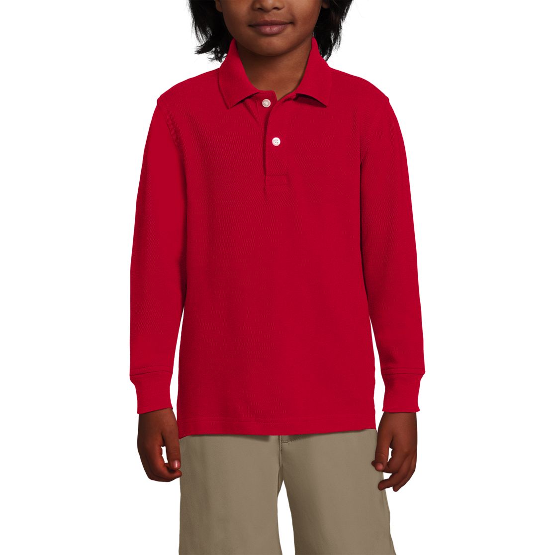 School Uniform Kids Long Sleeve Mesh Polo Shirt