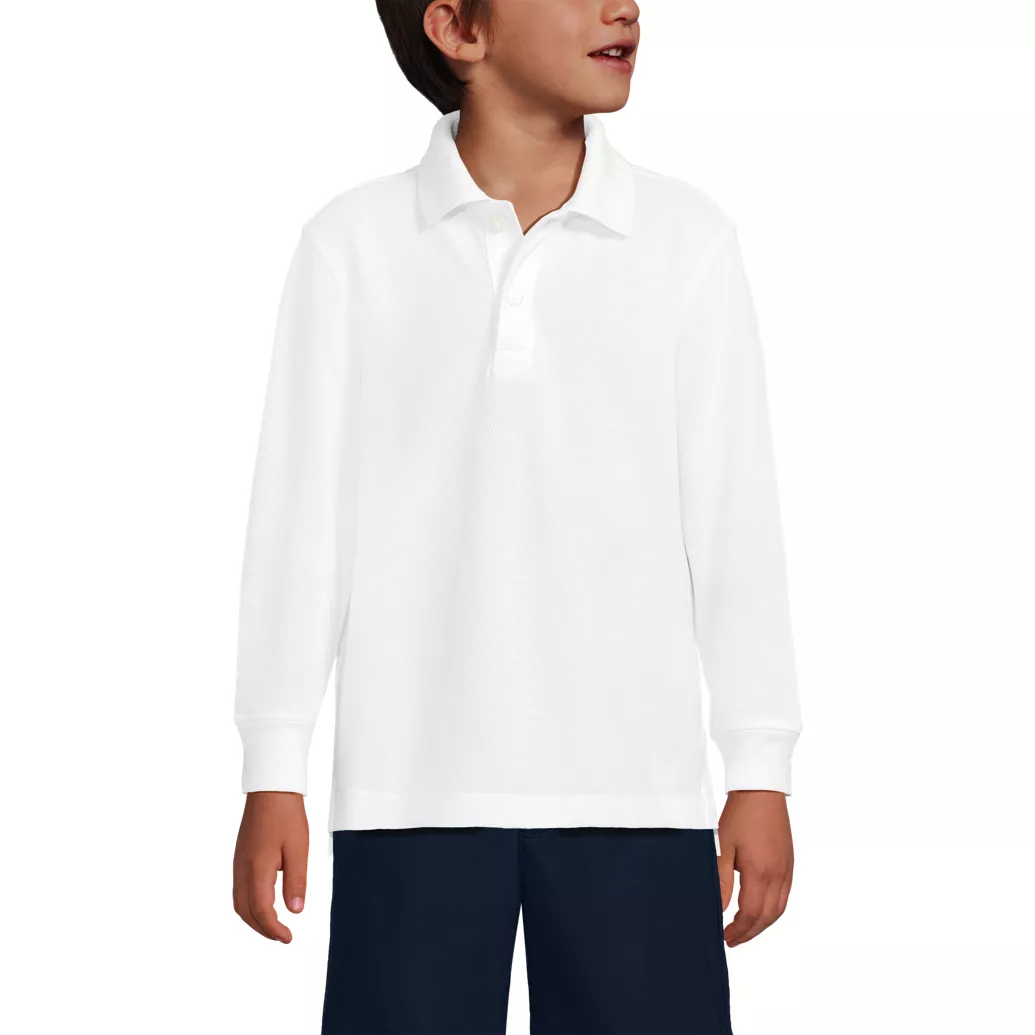 School Uniform Kids Long Sleeve Mesh Polo Shirt