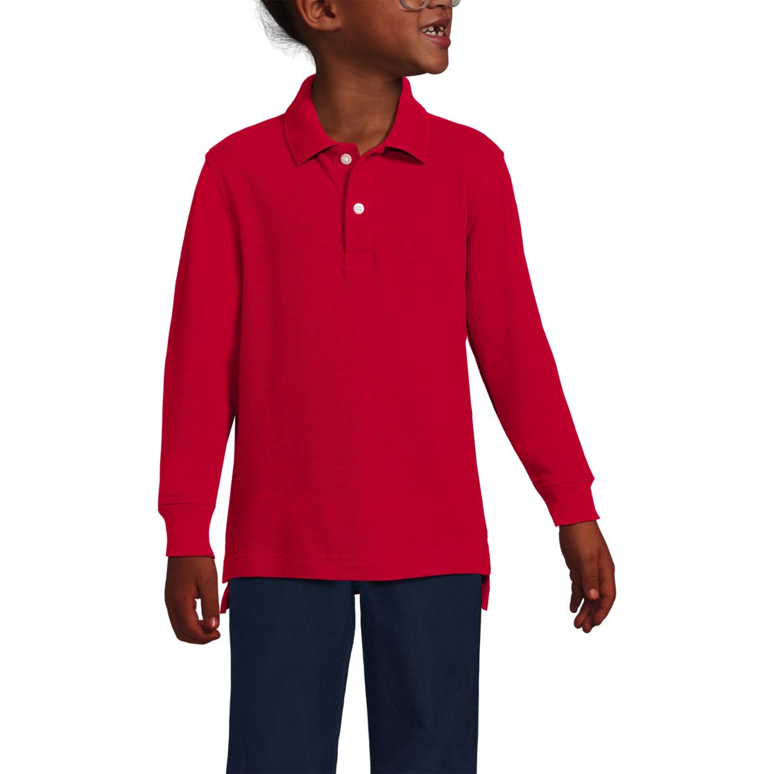 School Uniform Kids Long Sleeve Mesh Polo Shirt