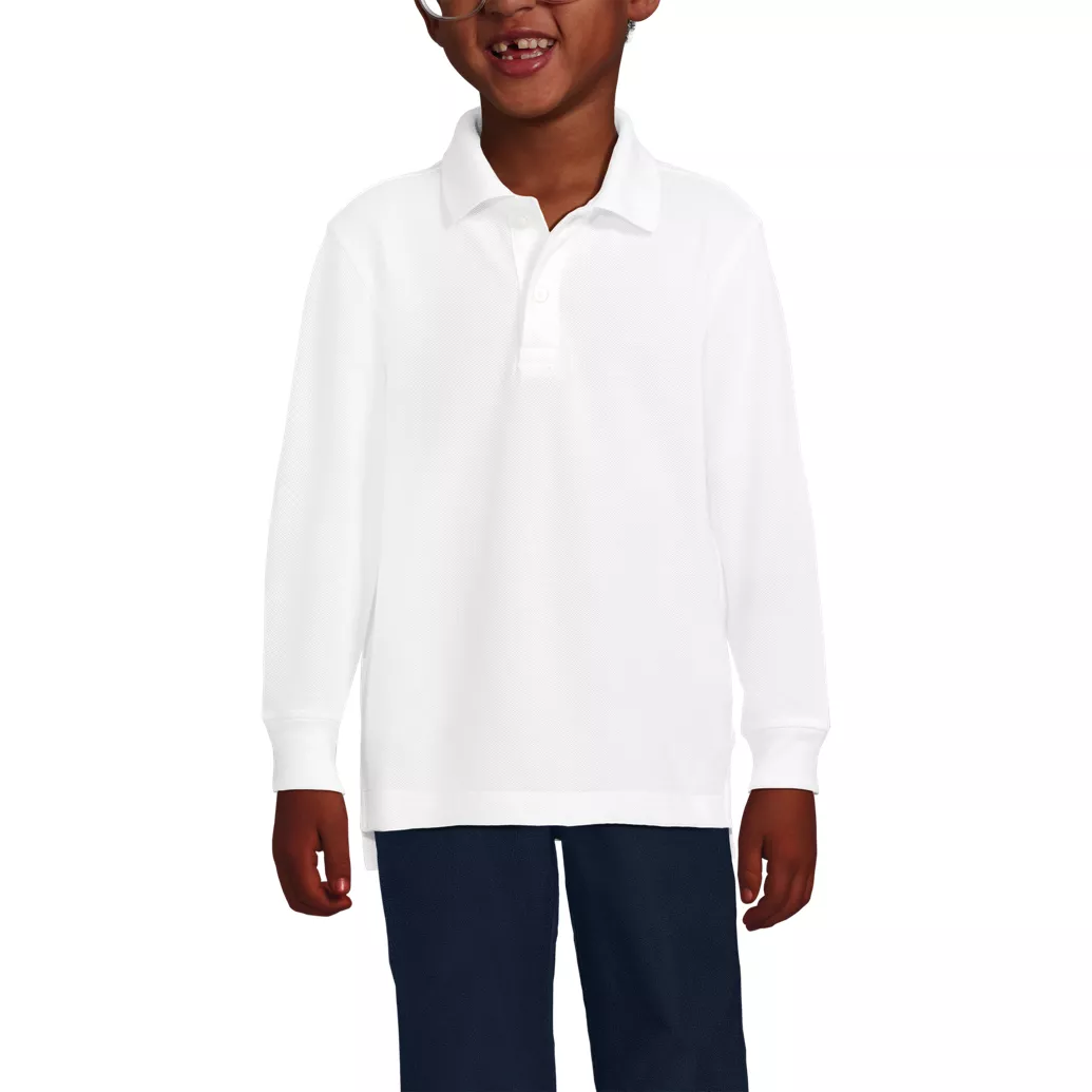 School Uniform Kids Long Sleeve Mesh Polo Shirt