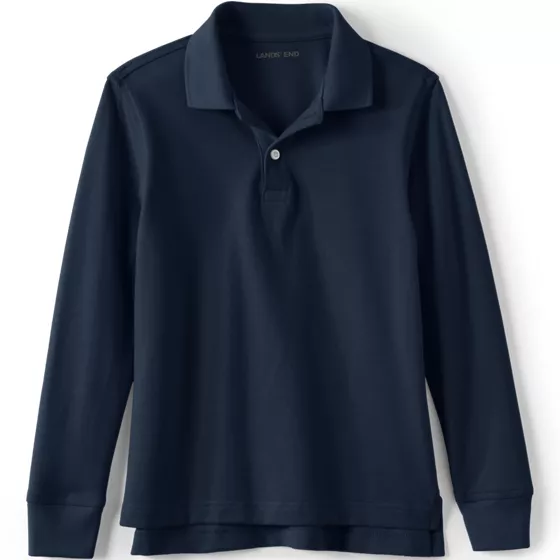 School Uniform Long Sleeve Mesh Polo Shirt - primary