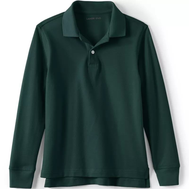 Kids Essential Pique Long Sleeve Polo Shirt, Front