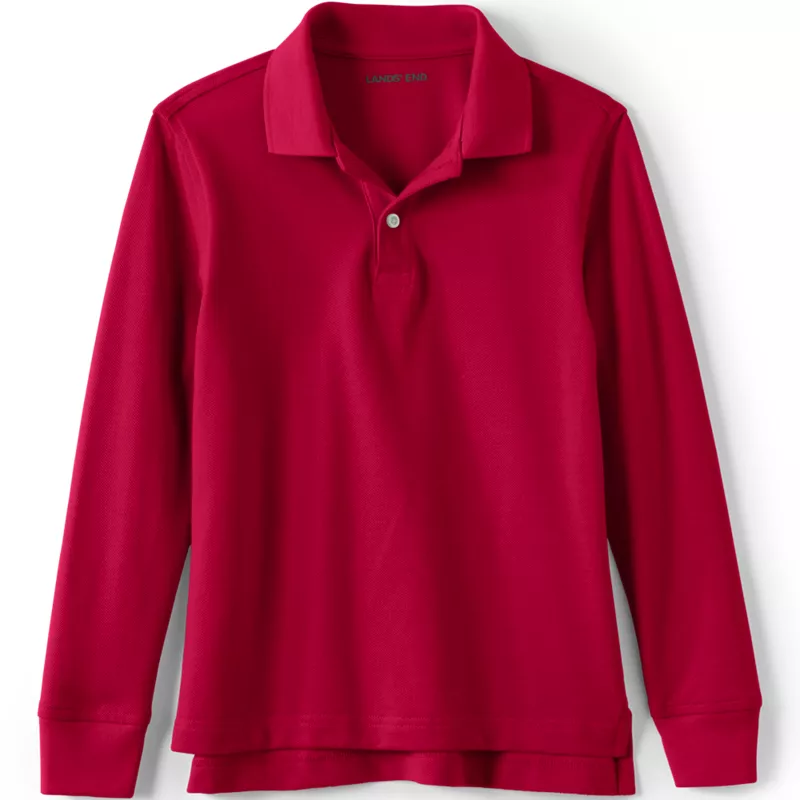 Kids Long Sleeve Mesh Polo Shirt, Front
