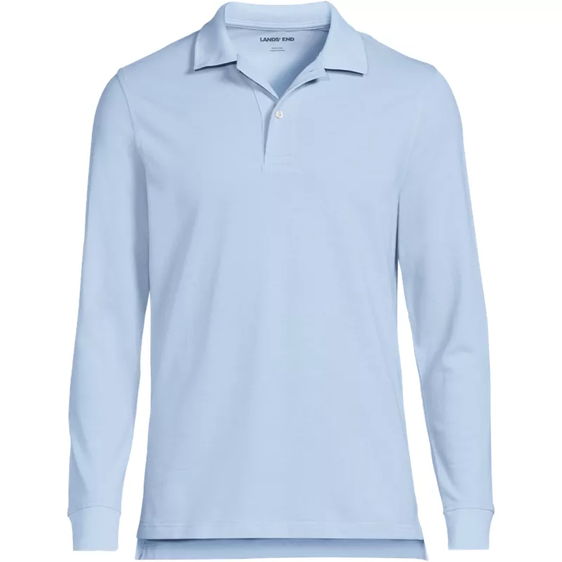 Men's Essential Pique Long Sleeve Polo Shirt, Front