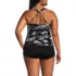 Women's Plus Size Tugless High Neck Strappy Back Tankini Swimsuit Top, Back