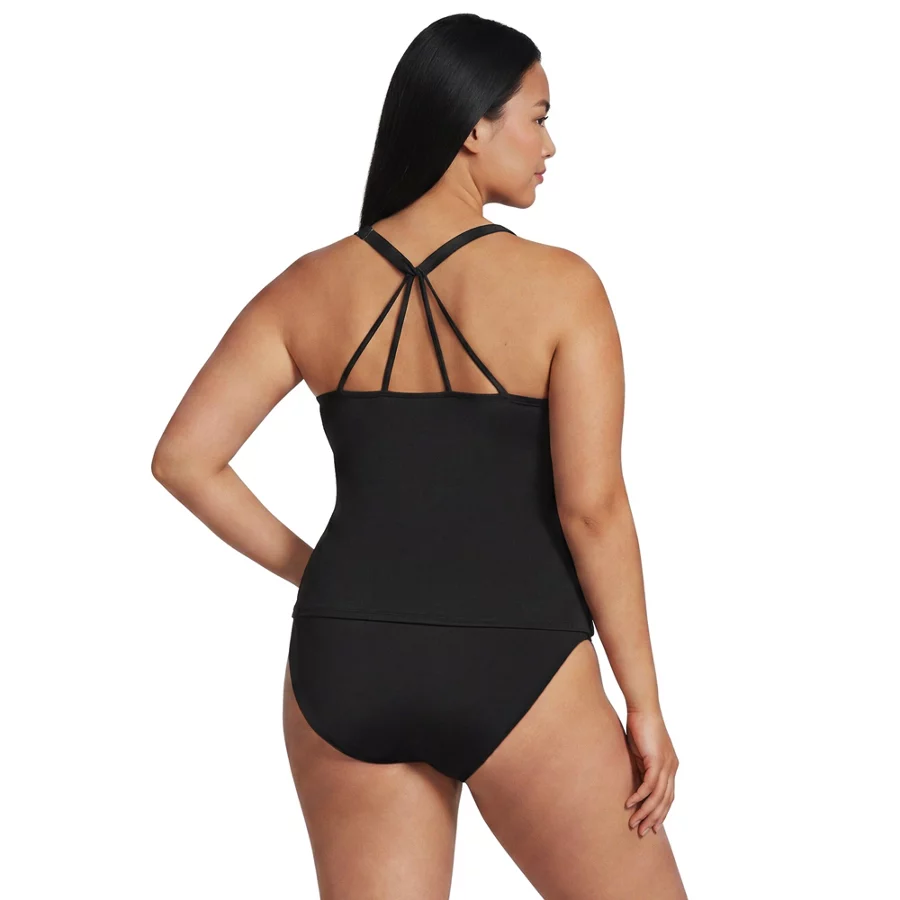 Women's Tugless High Neck Strappy Back Tankini Top view 4