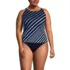 Women's Plus Size Tugless High Neck Strappy Back Tankini Swimsuit Top, Front