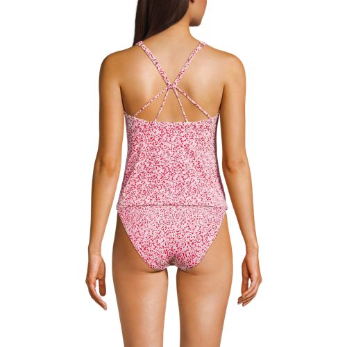 Women's Tugless High Neck Strappy Back Tankini Swimsuit Top, Back