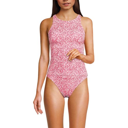Women's Tugless High Neck Strappy Back Tankini Swimsuit Top, Front