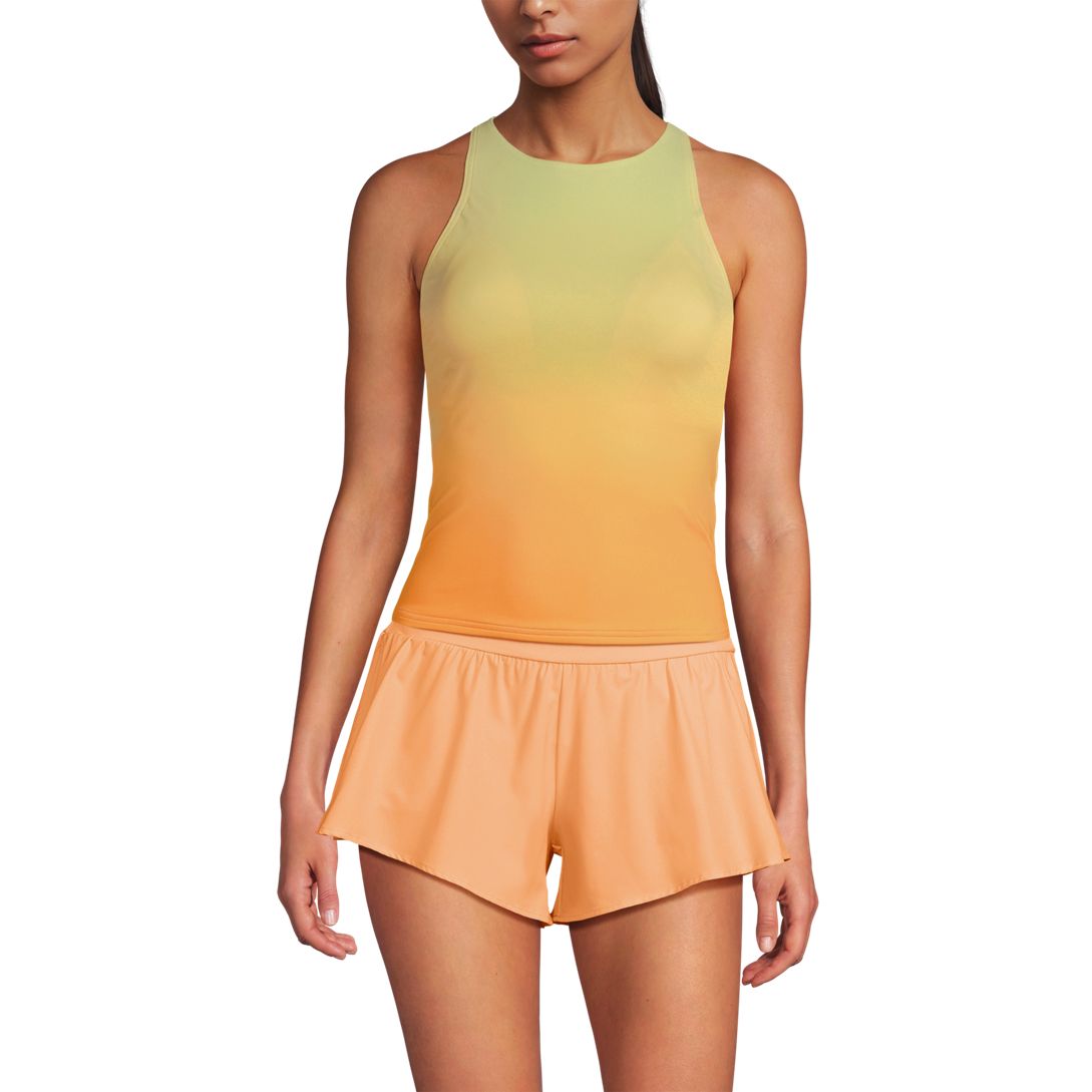 Women's Tugless High Neck Strappy Back Tankini Swimsuit Top