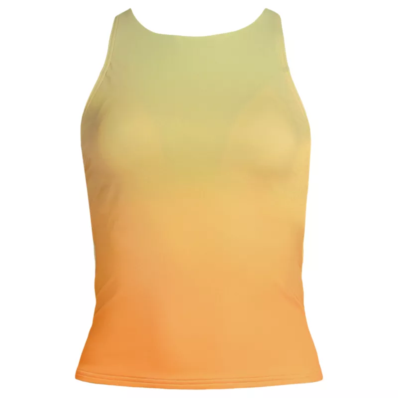 Women's Plus Size Tugless High Neck Strappy Back Tankini Swimsuit Top, Front