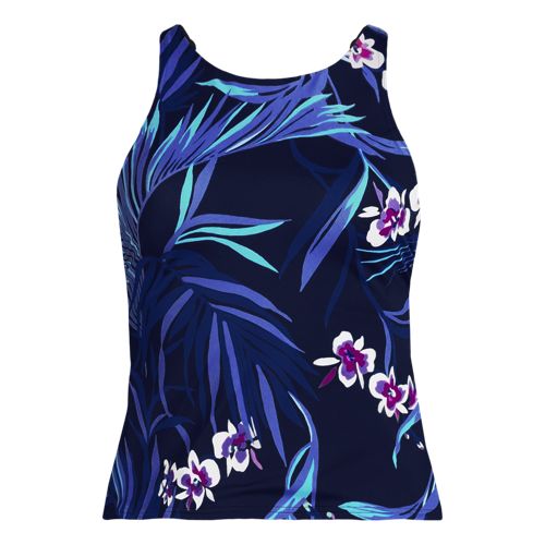Image of Women's Tugless High Neck Strappy Back Tankini Swimsuit Top