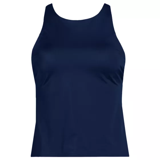 Women's Tugless High Neck Strappy Back Tankini Top - primary