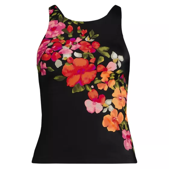 Women's Tugless High Neck Strappy Back Tankini Swimsuit Top - primary