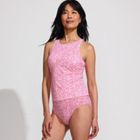 Women's Tugless High Neck Strappy Back Tankini Swimsuit Top