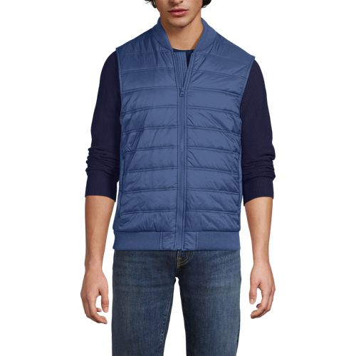  Lands' End Steppweste Mit Strickseiten, Herren, Größe:44-46 Regular, Blau, Nylon/polyacryl/polyester-mischung, By Lands' End 
