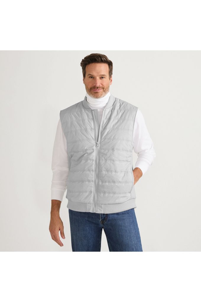 Lands' End Men's Sweater Hybrid Vest In Blue