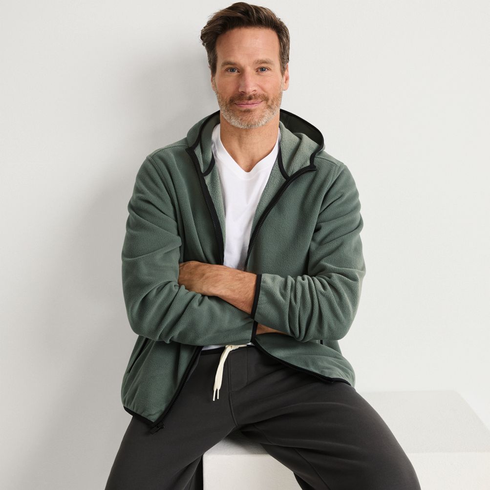 Men's Anyweather Fleece Hooded Full Zip Jacket | Lands' End
